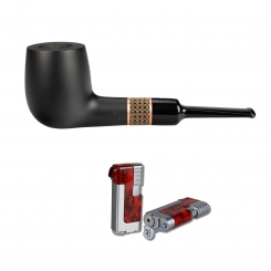 Vauen Pfeife * Timber 186 Weißpunktedition + Necuma Pfeifenfeuerzeug 