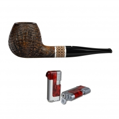 Vauen Pfeife * Timber 531 sand Weißpunktedition + Necuma Pfeifenfeuerzeug 