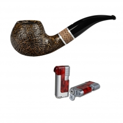 Vauen Pfeife * Timber 537 sand Weißpunktedition + Necuma Pfeifenfeuerzeug 