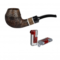 Vauen Pfeife * Timber 546 sand Weißpunktedition + Necuma Pfeifenfeuerzeug 
