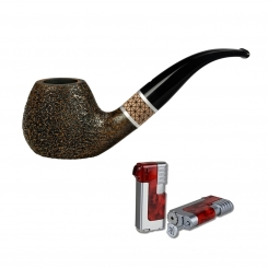 Vauen Pfeife Standpfeife * Timber 579 sand Weißpunktedition + Necuma Pfeifenfeuerzeug 