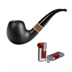 Vauen Pfeife * Timber Weißpunktedition + Necuma Pfeifenfeuerzeug 