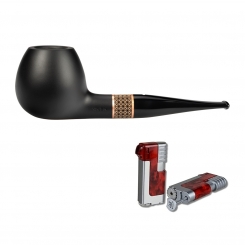 Vauen Pfeife * Timber 131 Weißpunktedition + Necuma Pfeifenfeuerzeug 