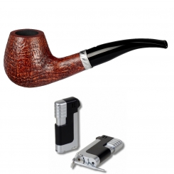 Vauen Pfeife * Troja 561 Weißpunktedition + Necuma Pfeifenfeuerzeug 