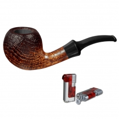 Vauen Pfeife Vintage sandgestrahlt 4077 + Necuma Pfeifenfeuerzeug 