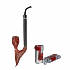 Vauen Pfeife Enzian sand Weißpunktedition + Necuma Pfeifenfeuerzeug 