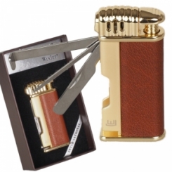 Pfeifenfeuerzeug Winjet Davos Leder-Gold 