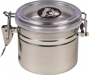 Woodoo Tabakdose Edelstahl mit Vakuumdeckel für z.B. Pfeifentabak 