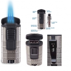 Xikar TACTICAL Feuerzeug Triple Jet-Flame gunmetal-schwarz 