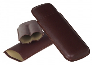 Zigarrenetui Leder Teleskop braun 2er Robusto oder Churchill 