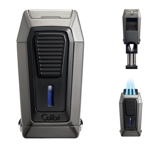Artikelbild des Artikels “COLIBRI Cigarrenfeuerzeug Quantum * gun-schwarz 3er-Jet-Flamme Zigarrencutter Kerbschnitt “