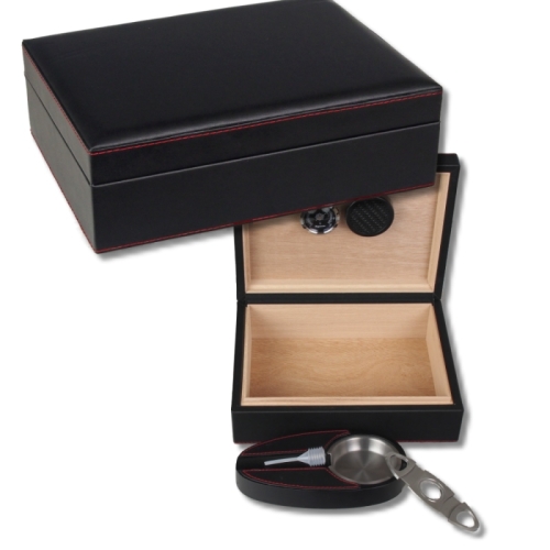 Artikelbild des Artikels “Black Finish Humidor-Set rote Steppung V-200 “