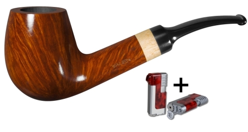 Artikelbild des Artikels “Vauen Pfeife * Duett 1572 + Winjet Pfeifenfeuerzeug glatt braun “