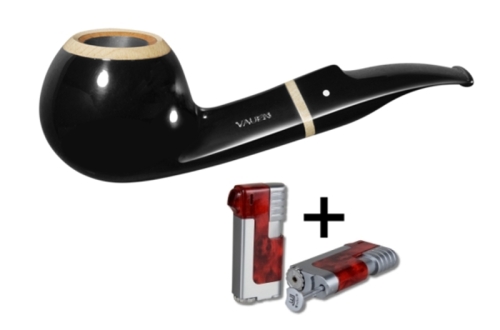 Artikelbild des Artikels “Vauen Pfeife * Pearl 137 Weißpunktedition + Necuma Pfeifenfeuerzeug “