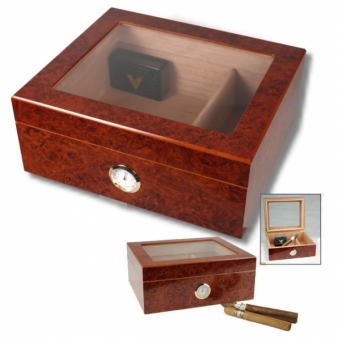 Sichtfenster Klavierlack Humidor Hygro V-380 Inkl. Polymerbefeuchter 