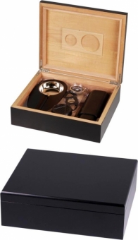 Humidor-Set schwarz V-300 Polymerbefeuchter 30 Zigarren 