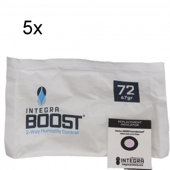 5x Integra Boost Humipack 2-way 72% 67g Beutel mit Austausch-Indikatorkarte 