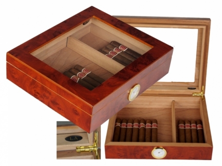 LA Amboina Maser Finish Humidor Kristallglas V-240 Polymerbefeuchter 