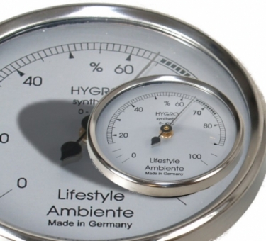 Lifestyle-Ambiente Profi - Humidor Haar - Hygrometer silber-groß 