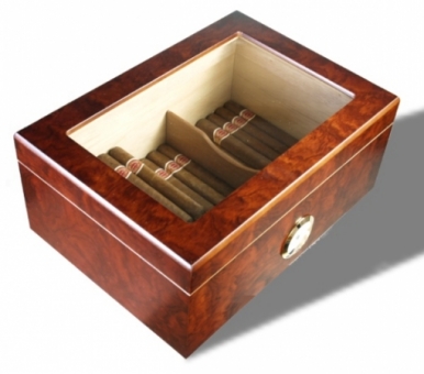 Sichtfenster Nussbaum-Finish Humidor V-670 Inkl. Polymerbefeuchter 