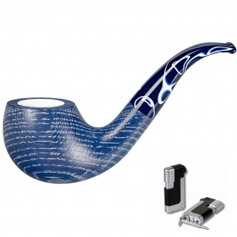 Vauen Pfeife * Lime colored 786 B Weißpunktedition + Necuma Pfeifenfeuerzeug 