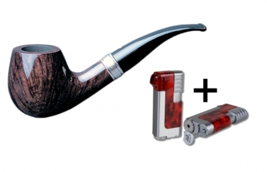 Vauen Pfeife Deluxe Weißpunktedition DL 061 + Necuma Pfeifenfeuerzeug 