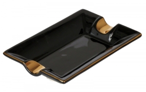 Angelo 2er Zigarrenascher schwarz Goldrand 