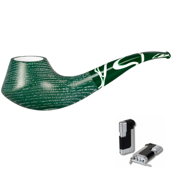 Artikelbild 1 des Artikels “Vauen Pfeife * Lime colored 785 G Weißpunktedition + Necuma Pfeifenfeuerzeug “