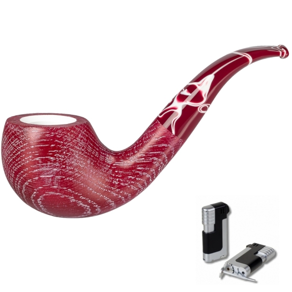 Artikelbild 1 des Artikels “Vauen Pfeife Lime colored 786 R Weißpunktedition + Necuma Pfeifenfeuerzeug “