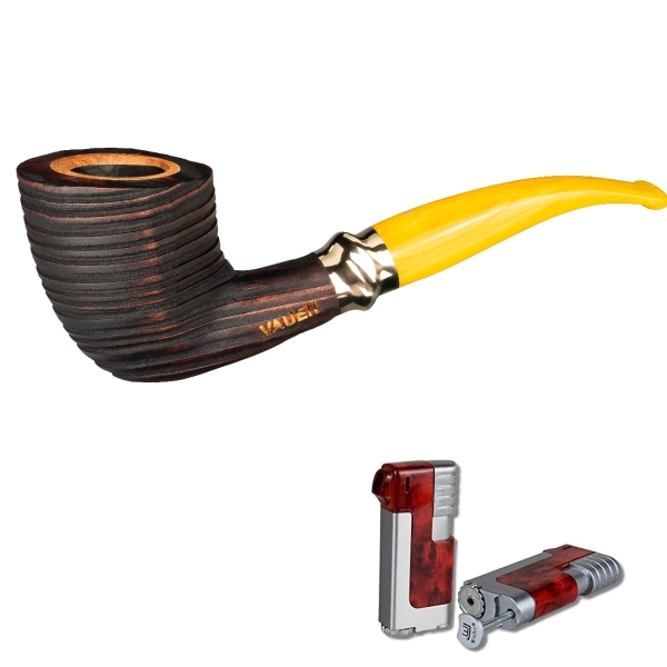 Artikelbild 1 des Artikels “Vauen Pfeife * Siena 530 Weißpunktedition + Necuma Pfeifenfeuerzeug “