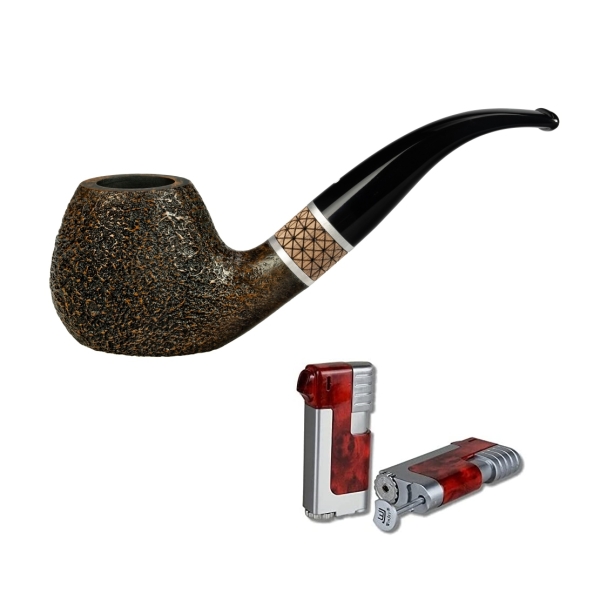 Artikelbild 1 des Artikels “Vauen Pfeife Standpfeife Timber 579 sand Weißpunktedition + Necuma Pfeifenfeuerzeug “