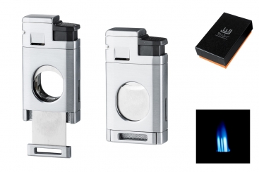 Winjet Premium Zigarrenfeuerzeug 3xJet chrom matt mit Cutter, Ring 58 