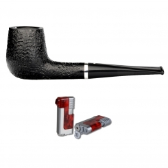 Vauen Pfeife * Royal 503 Weißpunktedition sandgestrahlt+ Necuma Pfeifenfeuerzeug 