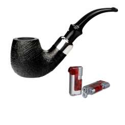 Vauen Pfeife * Royal 515 Weißpunktedition sandgestrahlt+ Necuma Pfeifenfeuerzeug 