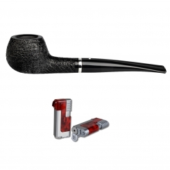 Vauen Pfeife * Royal 567 Weißpunktedition sandgestrahlt+ Necuma Pfeifenfeuerzeug 