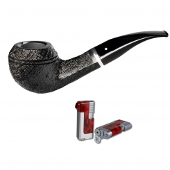 Vauen Pfeife * Royal 568 Weißpunktedition sandgestrahlt+ Necuma Pfeifenfeuerzeug 