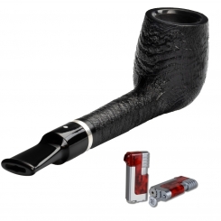 Vauen Pfeife * Royal 569 Weißpunktedition sandgestrahlt+ Necuma Pfeifenfeuerzeug 