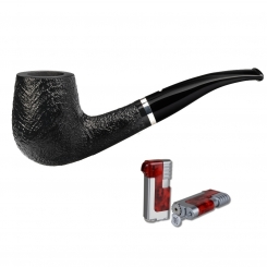 Vauen Pfeife * Royal 572 Weißpunktedition sandgestrahlt+ Necuma Pfeifenfeuerzeug 