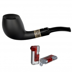 Vauen Pfeife * Jay 171 Weißpunktedition + Necuma Pfeifenfeuerzeug 