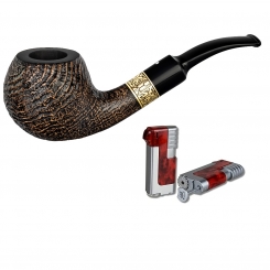 Vauen Pfeife Jay 542 Weißpunktedition + Necuma Pfeifenfeuerzeug 