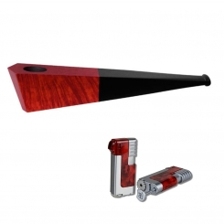 Vauen Pfeife Quixx glatt rotbraun + Winjet Pfeifenfeuerzeug 